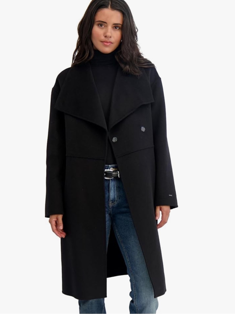 Tahari Women's Isabelle Asymmentrical Wool Coal Black